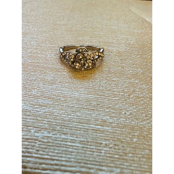 Sterling Silver Rhinestone Flower Ring - Picture 2 of 8